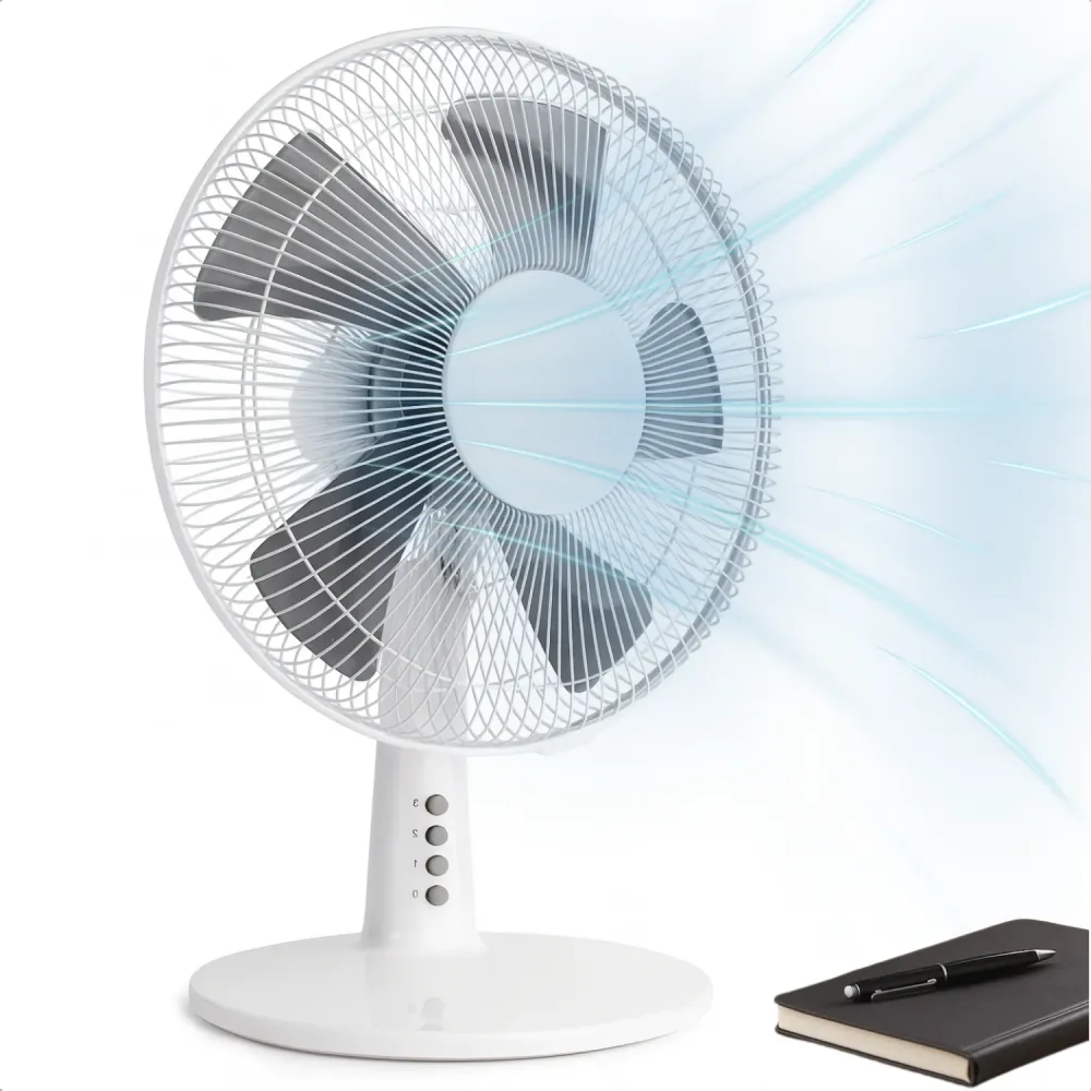 Cheqo® Tafelventilator 30 cm – 3 Snelheden – Oscillerend & Kantelbaar – 40 Watt – Geruisloos – Ronde Voet met Anti-Slip –...