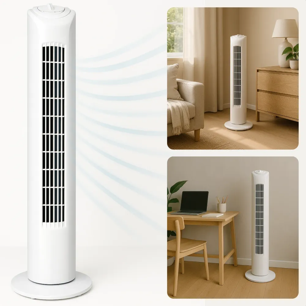 Cheqo® Torenventilator - Stille Ventilator - Vloerventilator - Ventilator Staand - Fan - Airco Alternatief - Wit