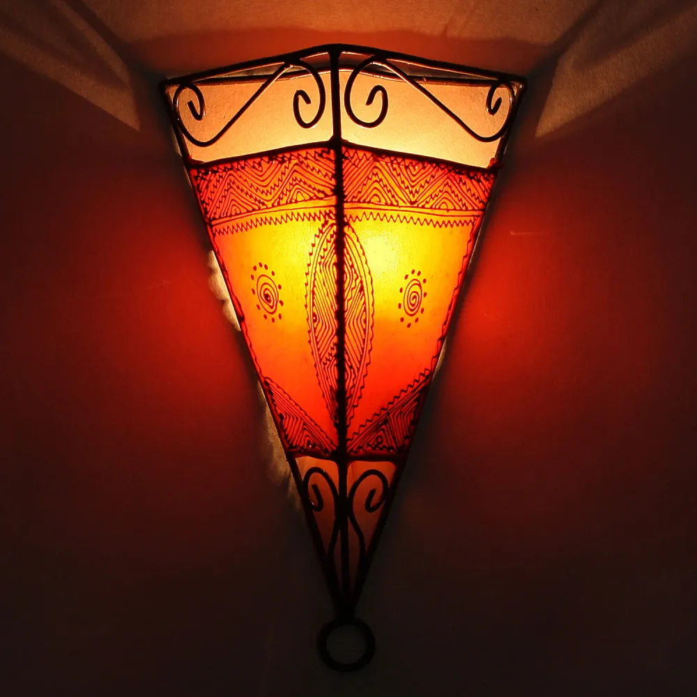 Leren wandlamp Emrah Orange