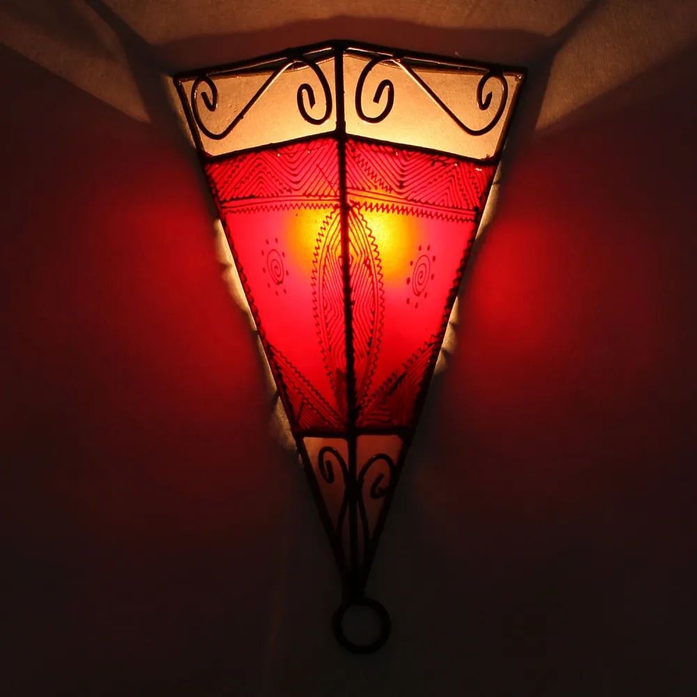 Leren wandlamp Emrah Rood
