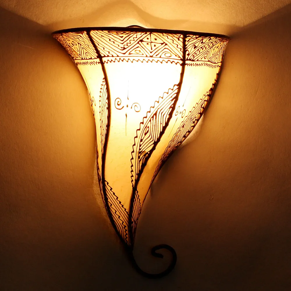 Leren wandlamp Mouza Wit