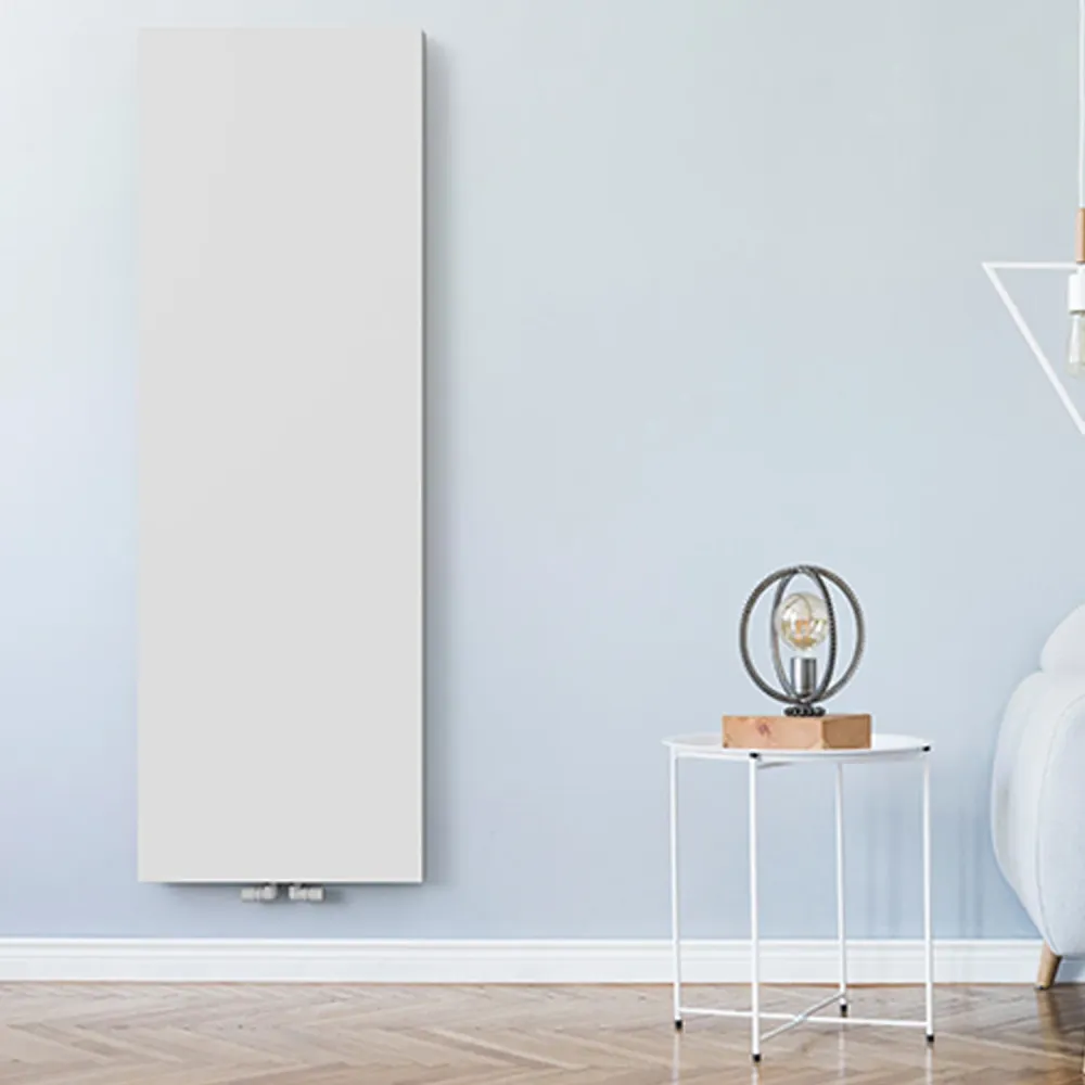 Hydraulic vertical plate towel warmer model TermoCrea Sneeuwwit 1200x360 mm center distance 50 mm Scirocco