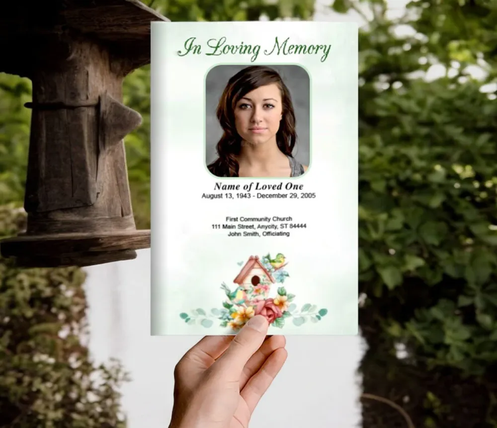 Elektrische Birdhouse Funeral Program Template