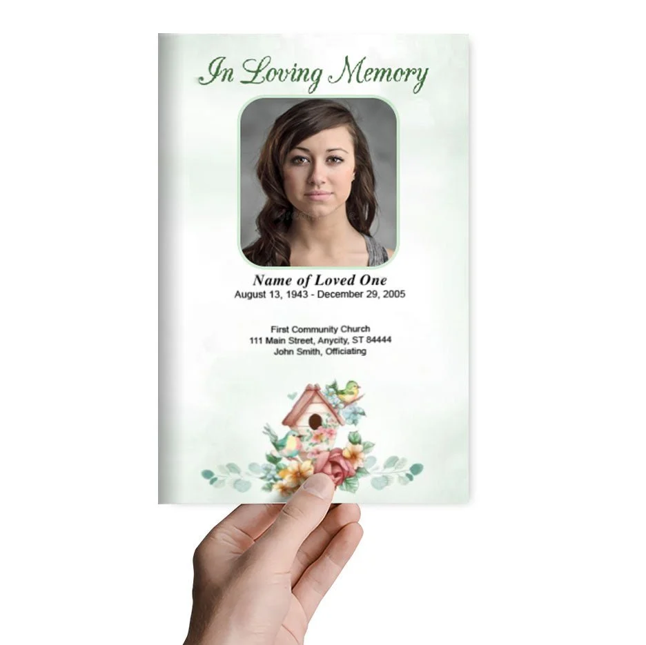 Elektrische Birdhouse Funeral Program Template