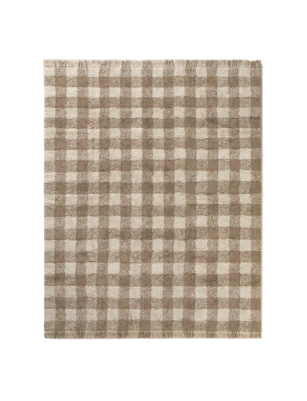 Lorena Canals Wasbaar Vloerkleed - Vichy Marron - Ruitpatroon - 150x180cm