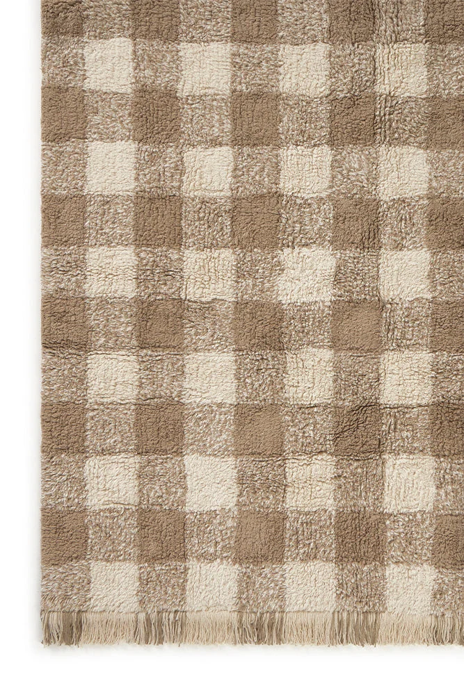Lorena Canals Wasbaar Vloerkleed - Vichy Marron - Ruitpatroon - 150x180cm