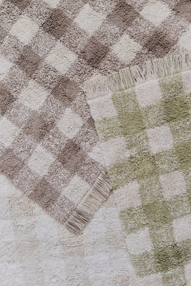 Lorena Canals Wasbaar Vloerkleed - Vichy Marron - Ruitpatroon - 150x180cm