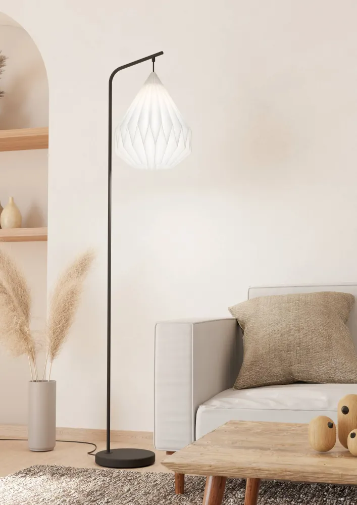 EGLO vloerlamp Minting - e27 - 158,5 cm - papier - zwart/wit