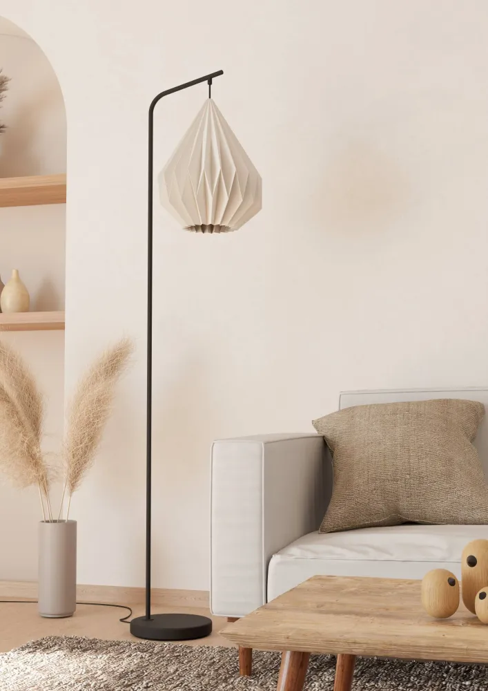 EGLO vloerlamp Minting - e27 - 158,5 cm - papier - zwart/wit