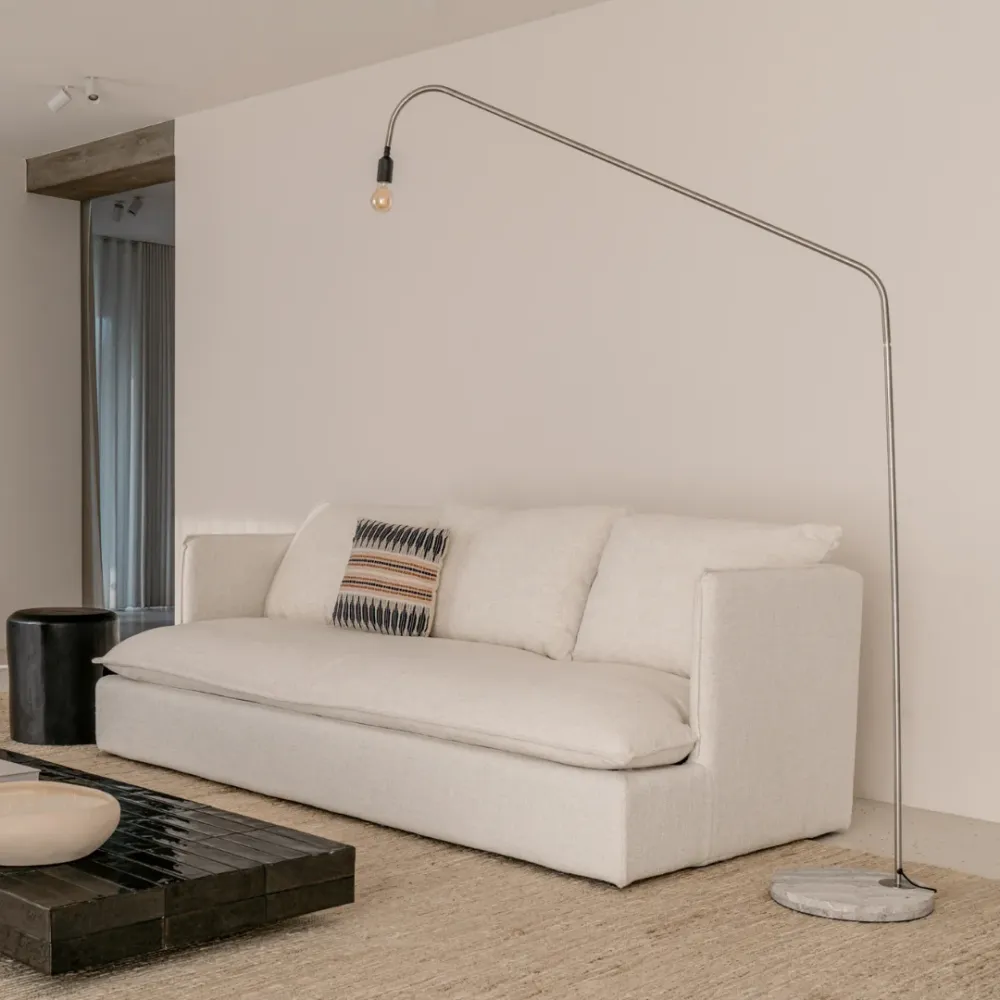 Lamp Ellis - Large H202 - Wit Travertijn - Geborsteld staal voet