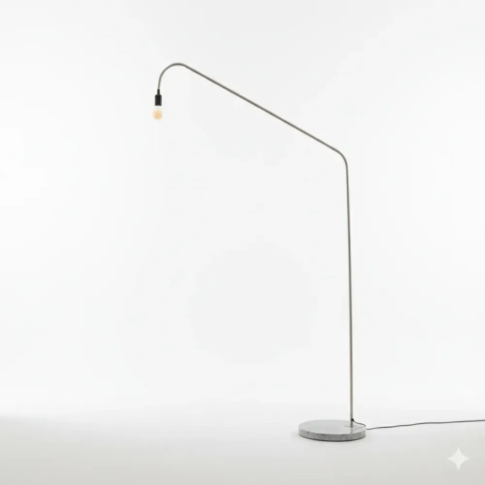 Lamp Ellis - Large H202 - Wit Travertijn - Geborsteld staal voet