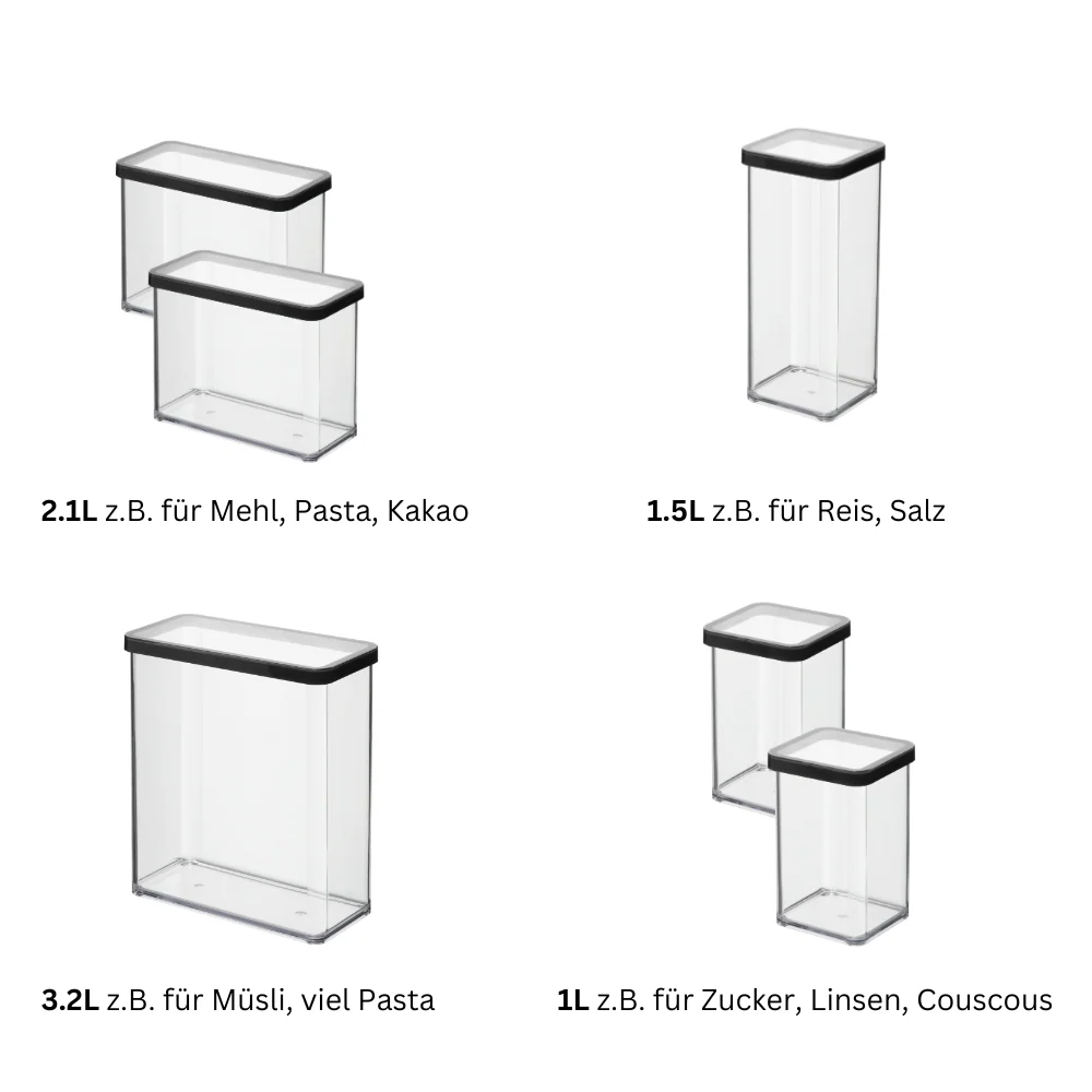 Set voorraadbussen LOFT Zwart (6-delig)