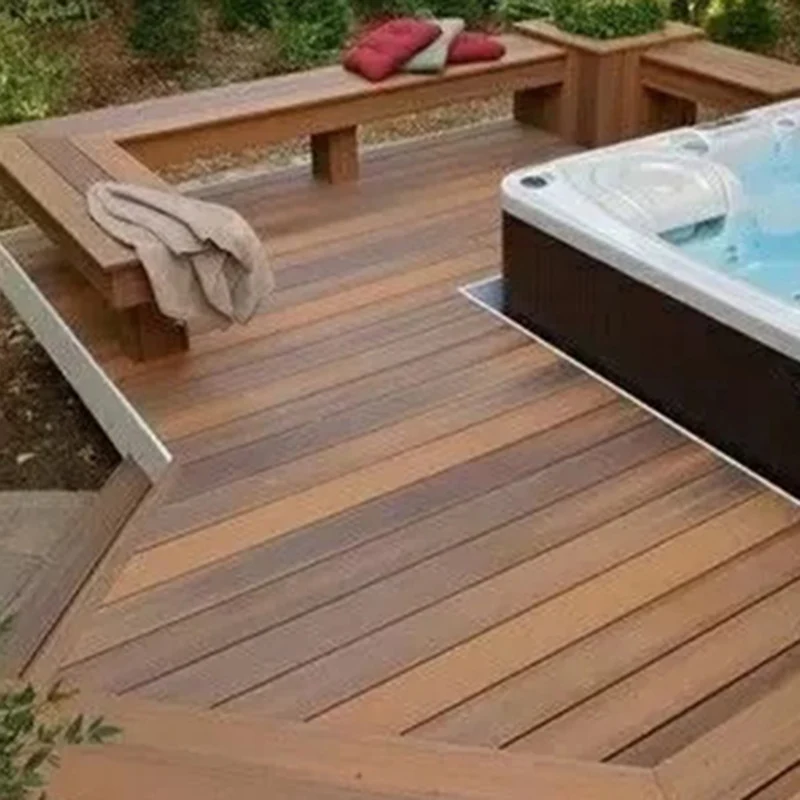 Deck Plank Interlocking Wood Stripe Pattern Outdoor Flooring Deck Plank 5-Pack 3-delige Set