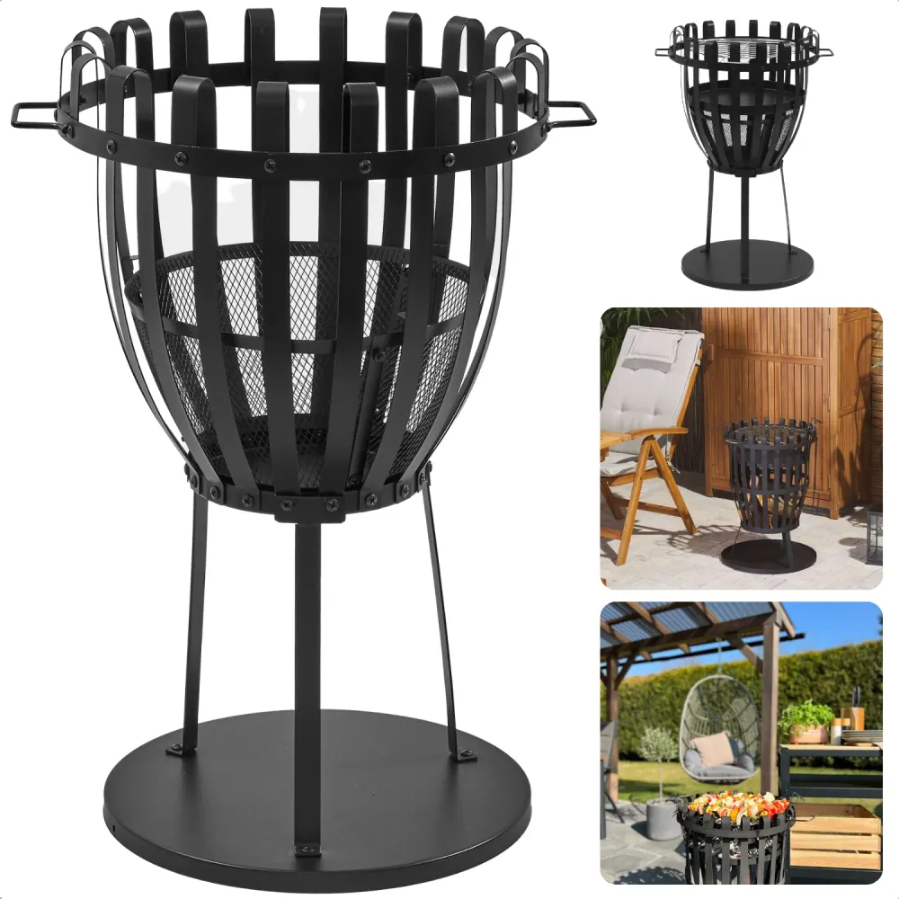 Cheqo® Vuurkorf met Barbecue Grillrek - Vuurkorf met BBQ - 54x72cm - Te Gebruiken als Vuurkorf & Barbecue - Met Vonkensche...