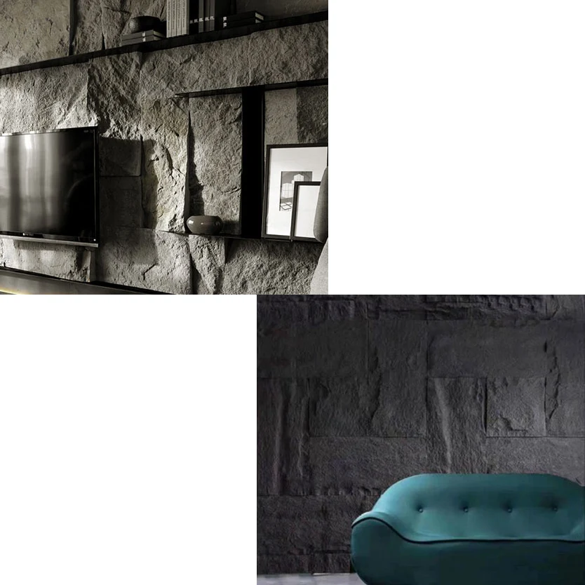 Engineered Stone Tile Fire Resistant Rectangle Stacked Stone Wall Tile Antraciet Grijze Kleur Light
