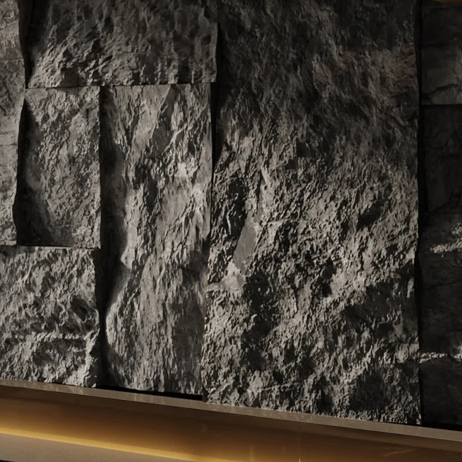 Engineered Stone Tile Fire Resistant Rectangle Stacked Stone Wall Tile Antraciet Grijze Kleur Light
