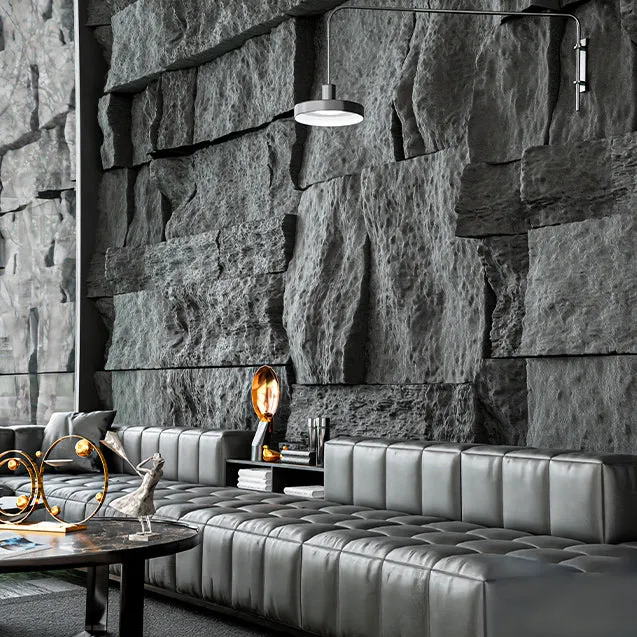 Engineered Stone Tile Fire Resistant Rectangle Stacked Stone Wall Tile Antraciet Grijze Kleur Light