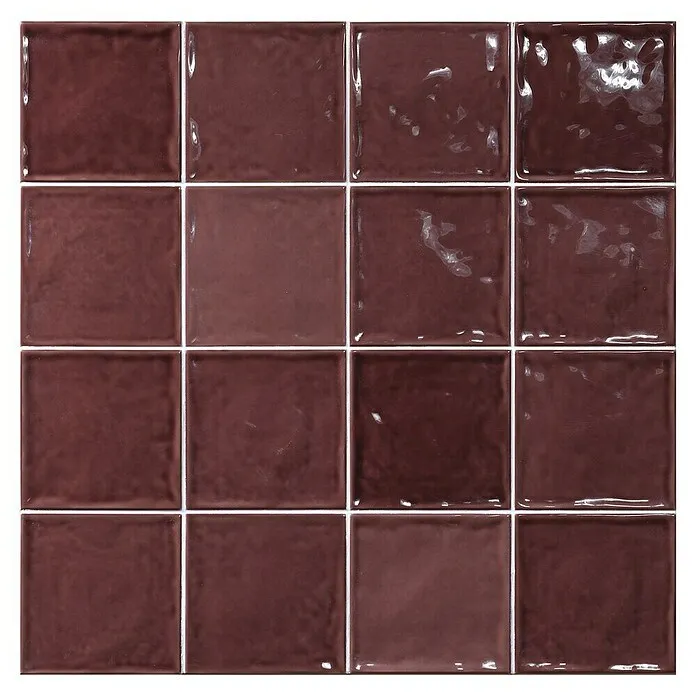 El Barco Wandtegel CHIC Burdeos - 15 x 15 cm, Rood, Glanzend