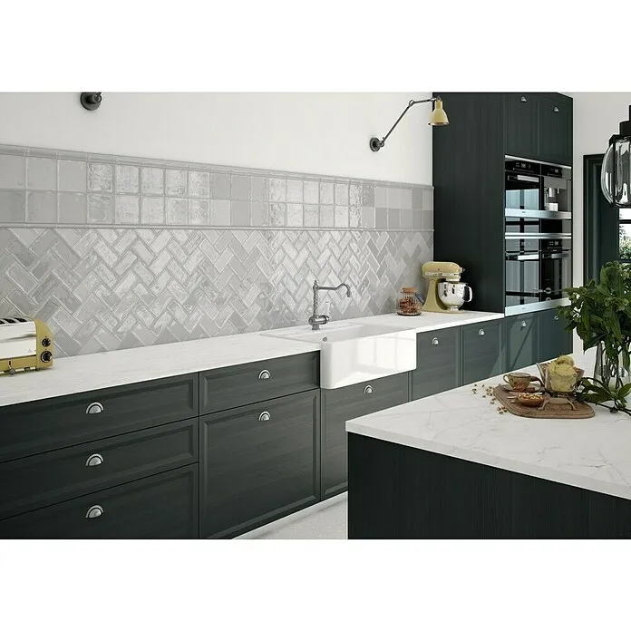El Barco Wandtegel CHIC Gris - 15 x 15 cm, Grijs, Glanzend