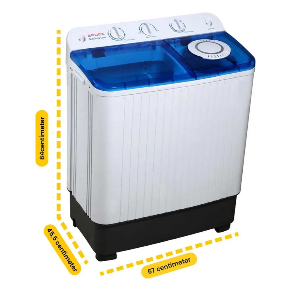 Brock XXL Camping Wasmachine 7.8 kg – Dubbele Trommel – 6.0 kg Centrifuge – Energiezuinig & Stil – Voor Caravan, Camper &...