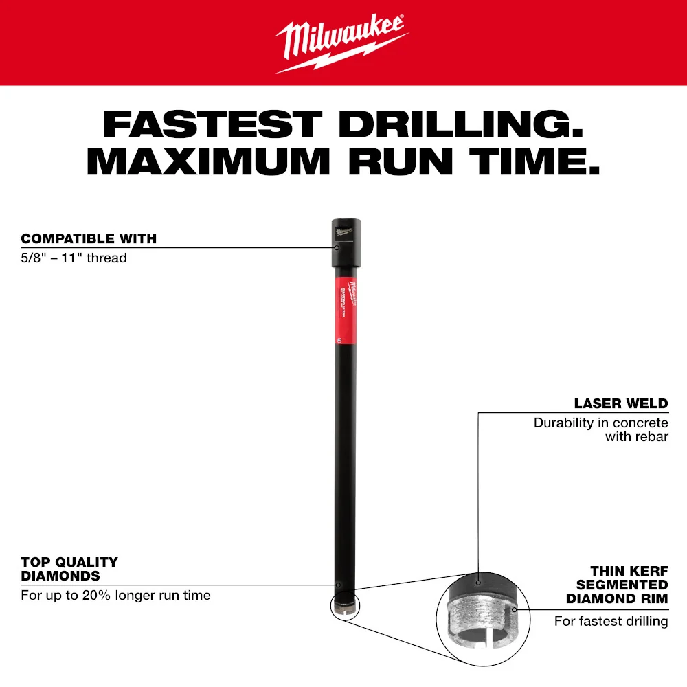 Weerbestendig Milwaukee Tools 5/8" Diamond Ultra Wet Core Bit 48-17-5006