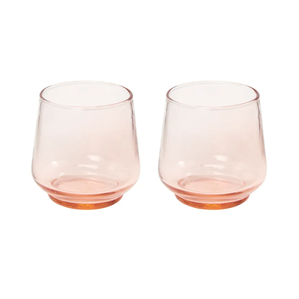 Return to Sender Glas 200 ml roze - set van 2- stapelbaar - handgeblazen
