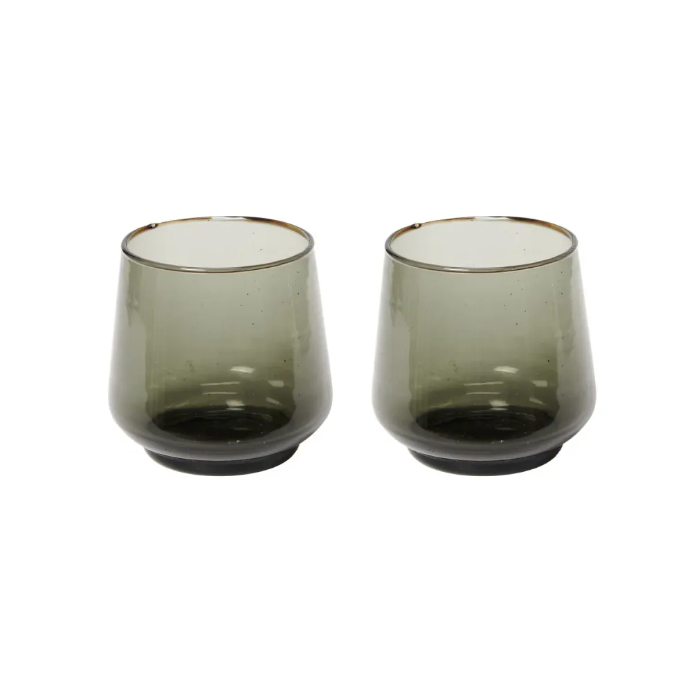 Return to Sender Glas 250 ml antraciet grijs - set van 2- stapelbaar - handgeblazen