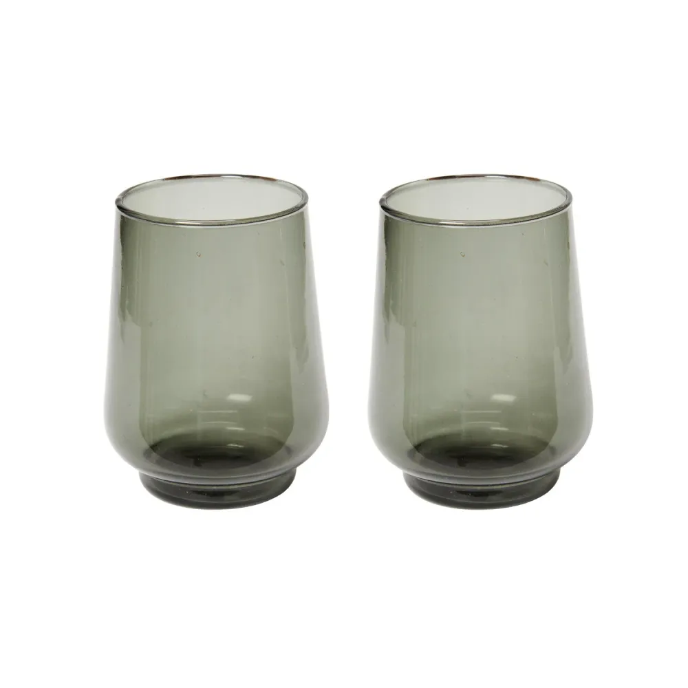 Return to Sender Glas 400 ml antraciet grijs - set van 2- stapelbaar - handgeblazen