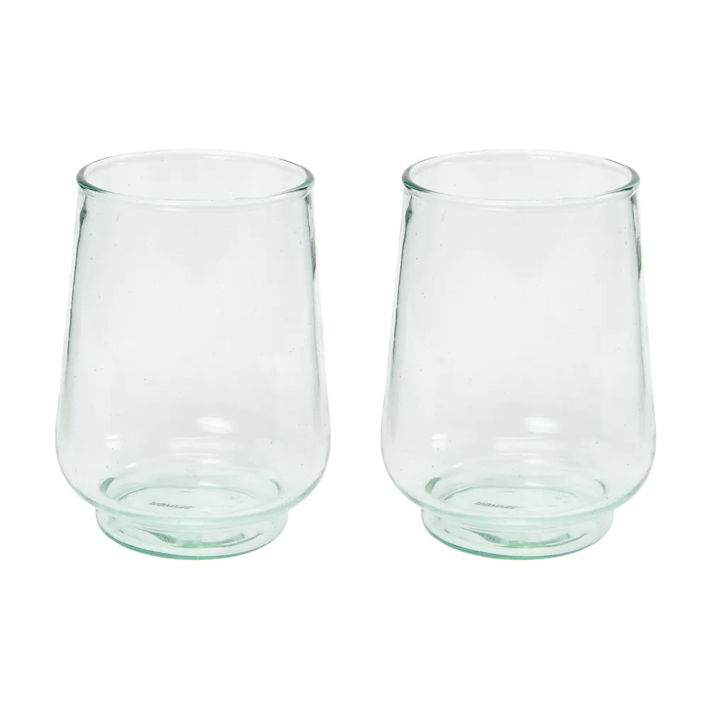 Return to Sender Glas 400 ml naturel - set van 2- stapelbaar - recycled handgeblazen
