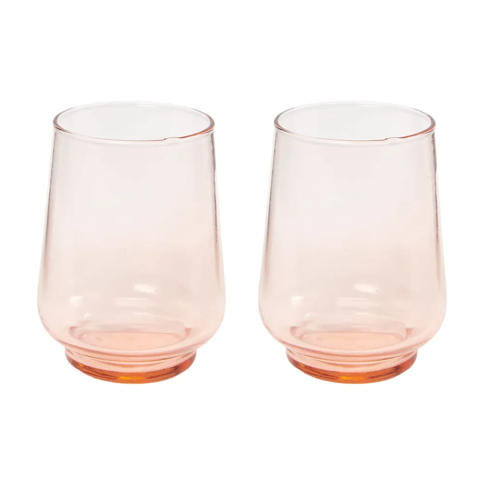 Return to Sender Glas 400 ml roze - set van 2- stapelbaar - handgeblazen