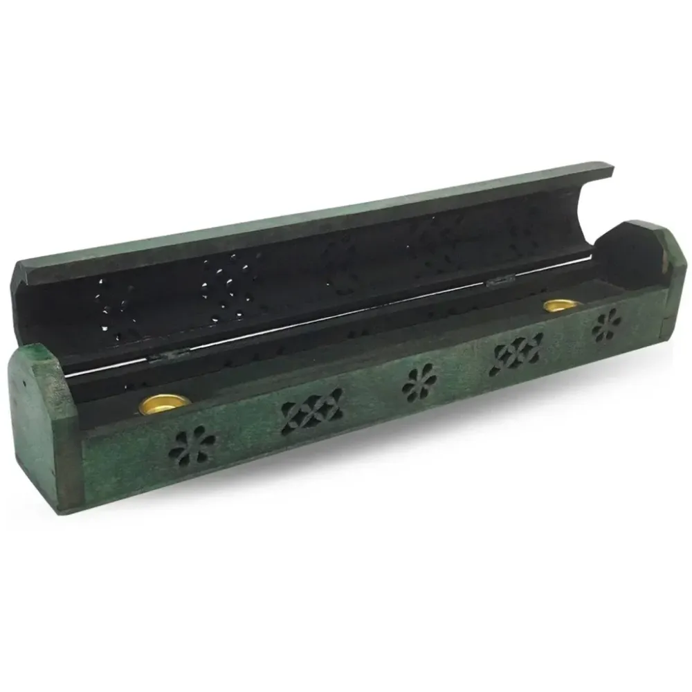 Wooden Incense Box Green 30cm Green Tree