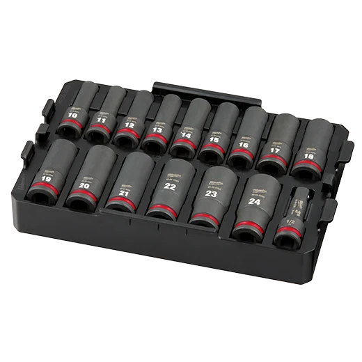 MILWAUKEE SHOCKWAVE Impact Duty Socket 1/2" Dr 16PC MM TRAY Set