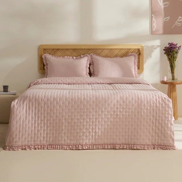 Fiona Beddensprei Set Poederroze 230x240 cm + 2 (50x70) cm KARACA