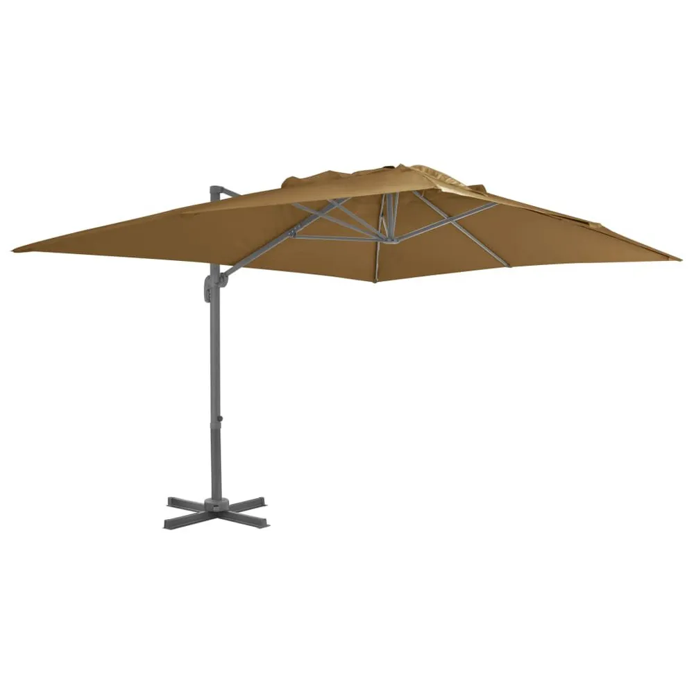 Vierkante Parasol met draagbare voet taupe