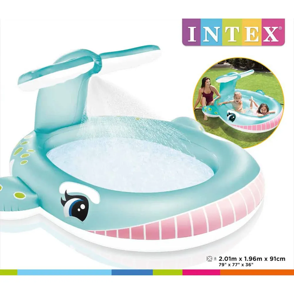 Intex Sproeibad Walvis 201x196x91 cm Blauw
