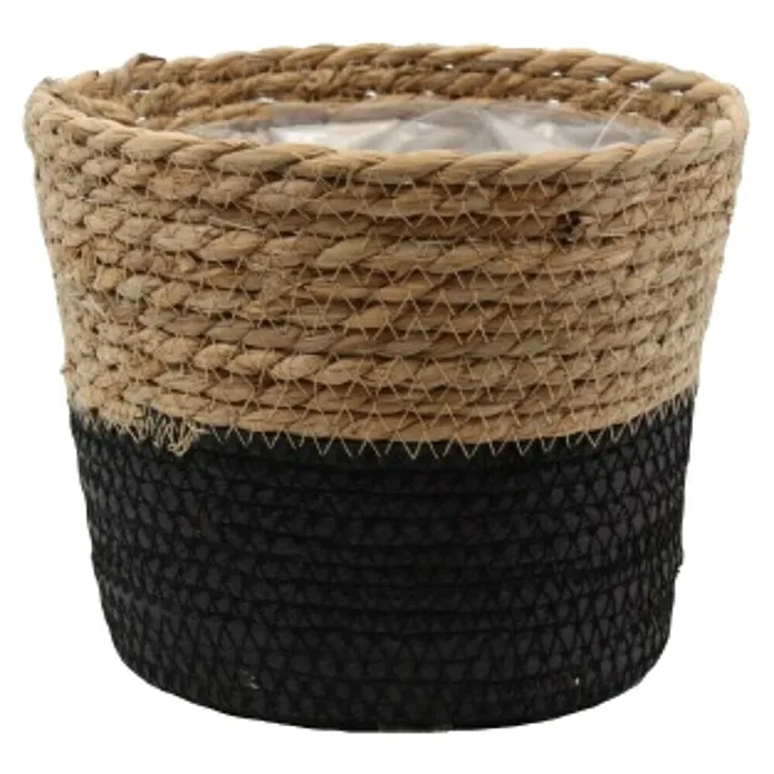 Zwembadtestset Van der Leeden Plantenmand Zeegras - Naturel / Zwart, Ø x h: 22 x 18 cm
