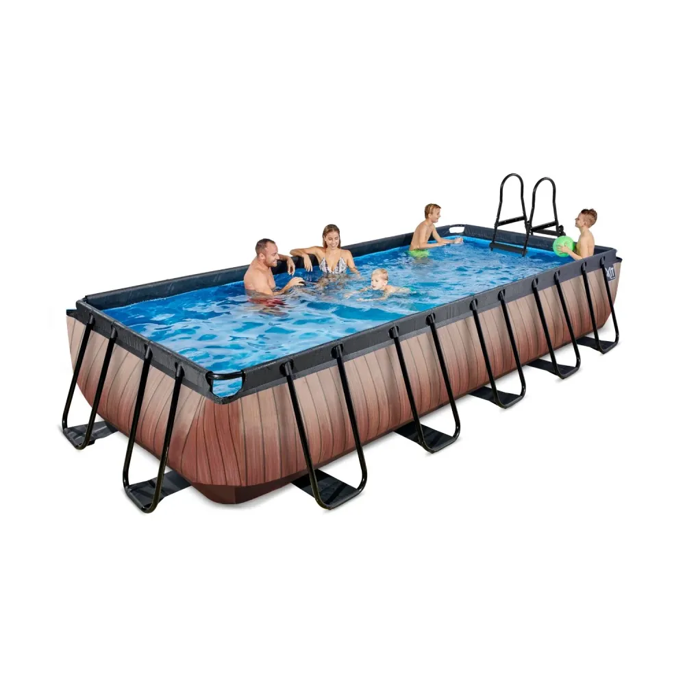 Algendoder EXIT Wood zwembad 540x250x100cm met filterpomp - bruin
