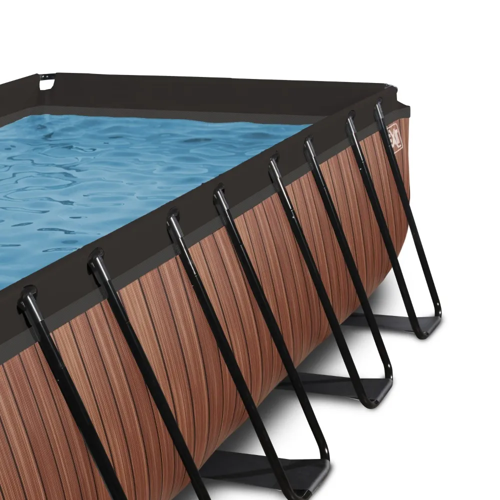 Algendoder EXIT Wood zwembad 540x250x100cm met filterpomp - bruin