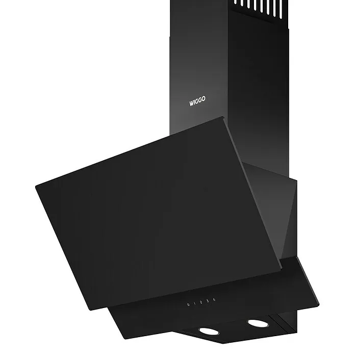 Wiggo Schouwafzuigkap schuin WE-E632G-B - Breedte: 59,5 cm, Max. afzuigcapaciteit luchtafvoer: 265 m³/u, Zwart